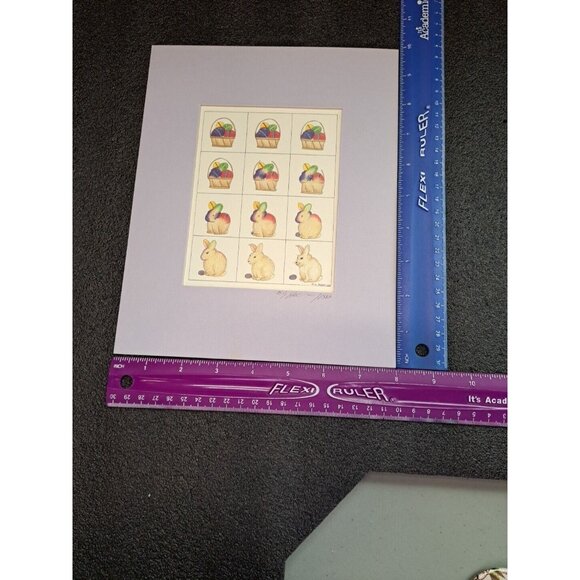 E. Halsey Signed BASKET TO RABBIT Transformation Matted Print Easter Spring 1982 - Picture 3 of 8